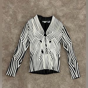 Alexandra Rosalti stripped black and white blouse